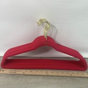Joy Mangano Set of (12) Gold Hook Hangers Velvet Huggable Fuchsia Pink